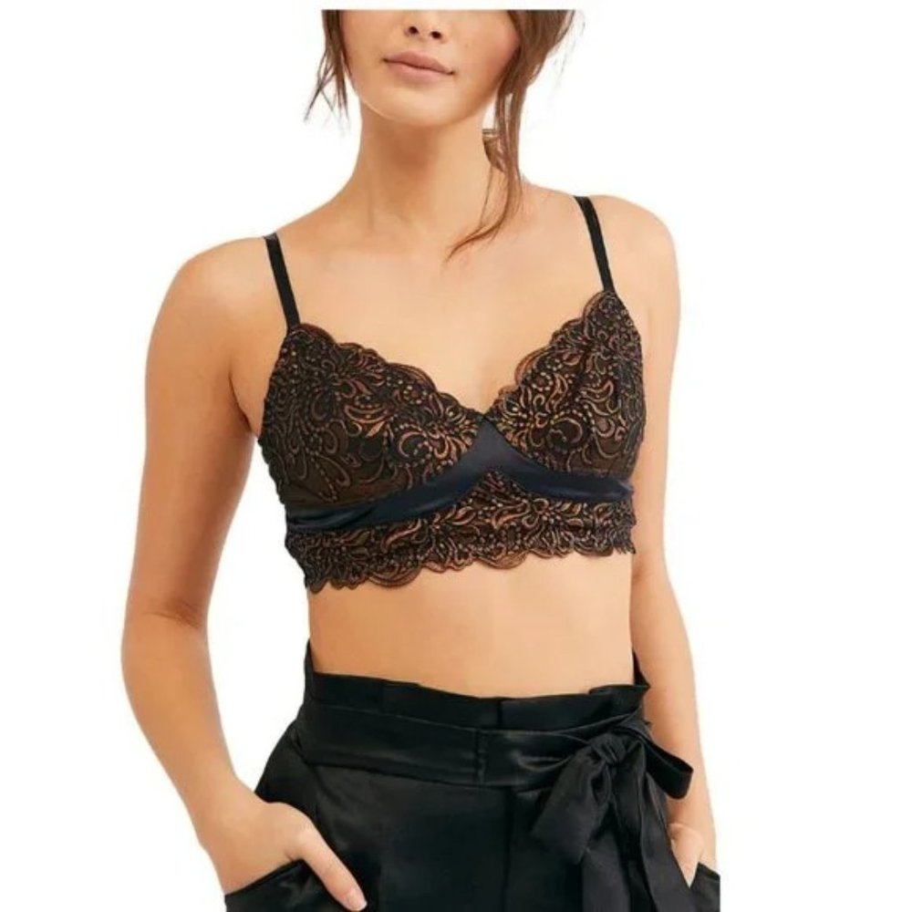 Free People Evelina Metallic Embroidered Bra. XS, S